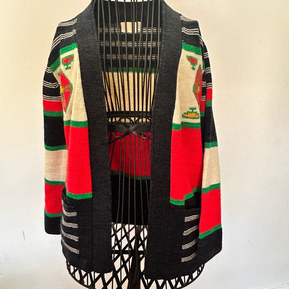 Colorful 1970’s Open Front Cardigan